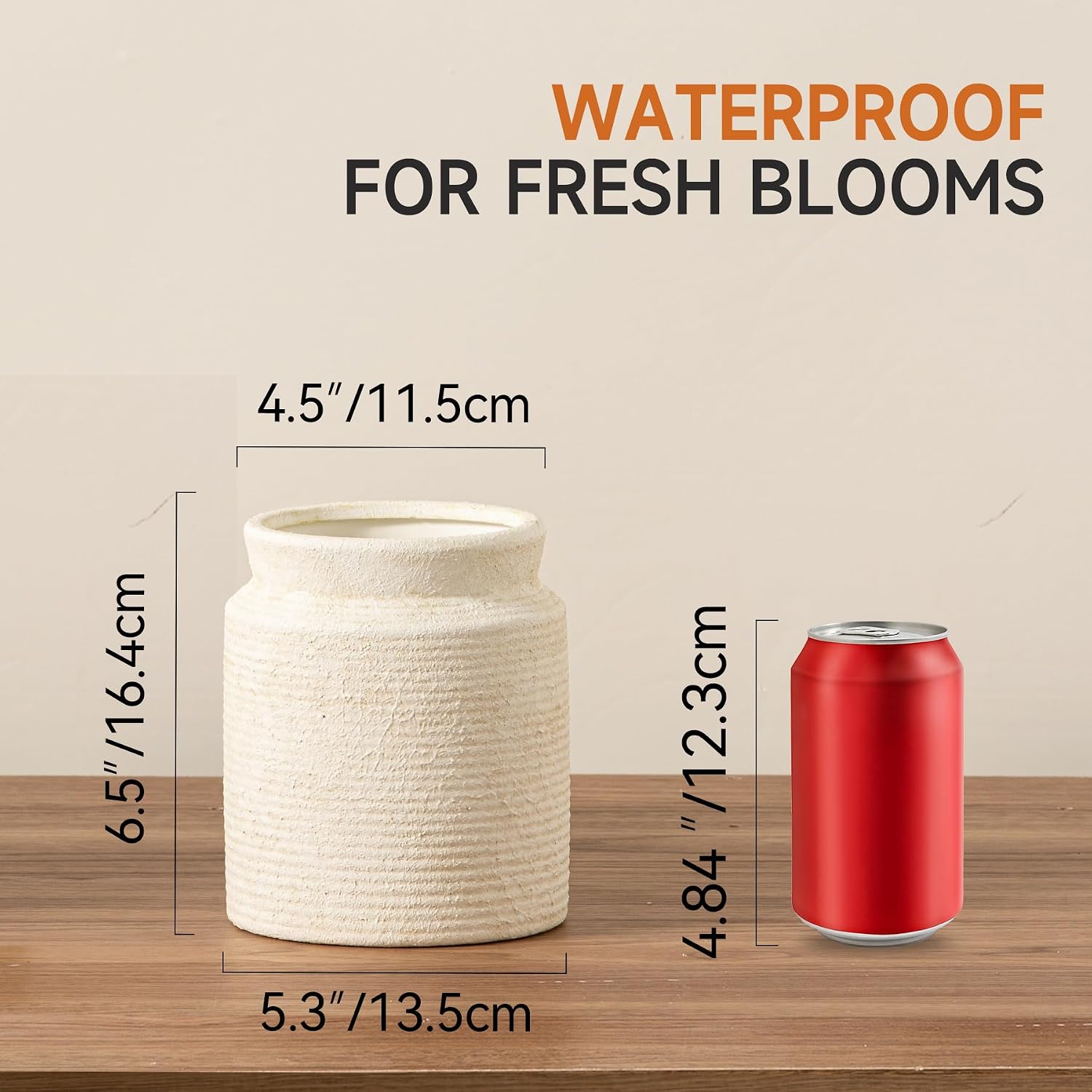 Ceramic Flower Vase Farmhouse Rustic Vase / 01-s-off White / 6.5 Inch