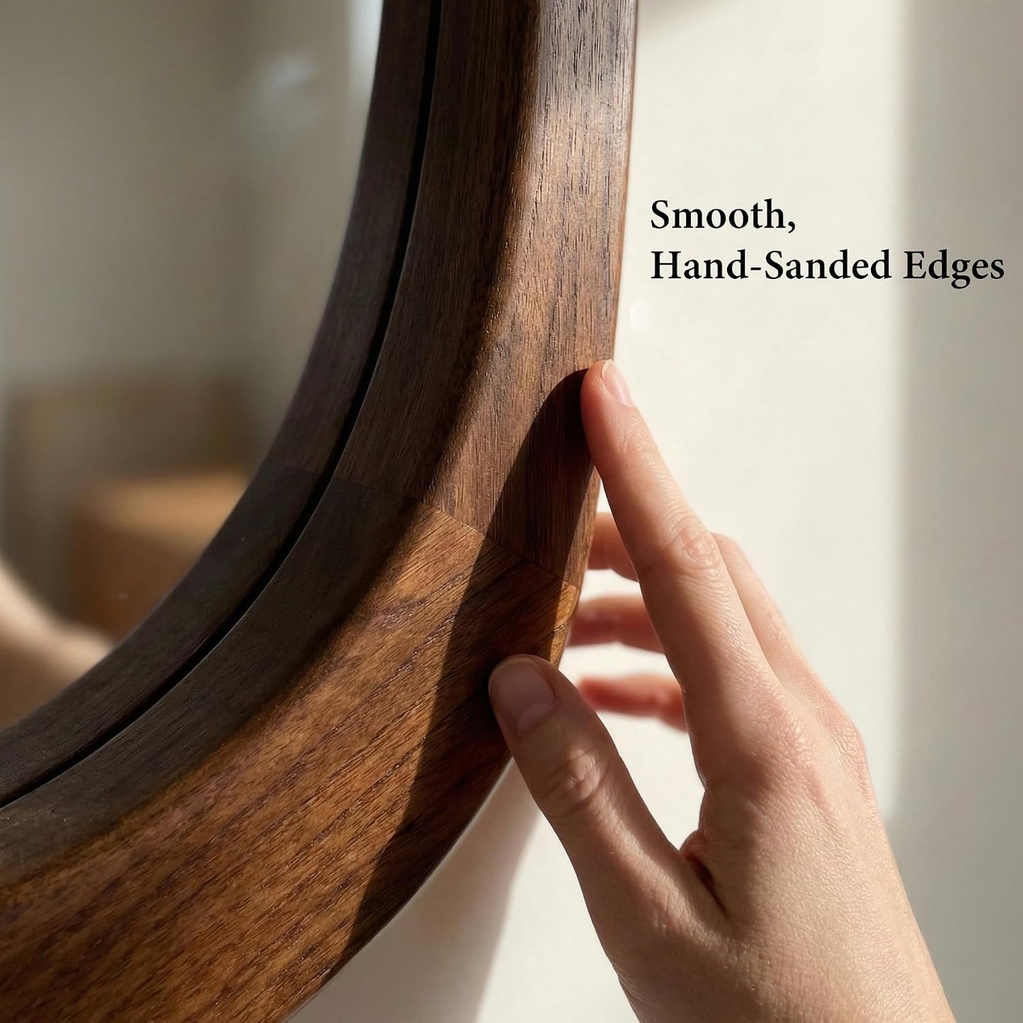 Solid Wood " Irregular Asymmetrical Wall Mirror / Dark Walnut / 30"L x 20"W / 30 x 20