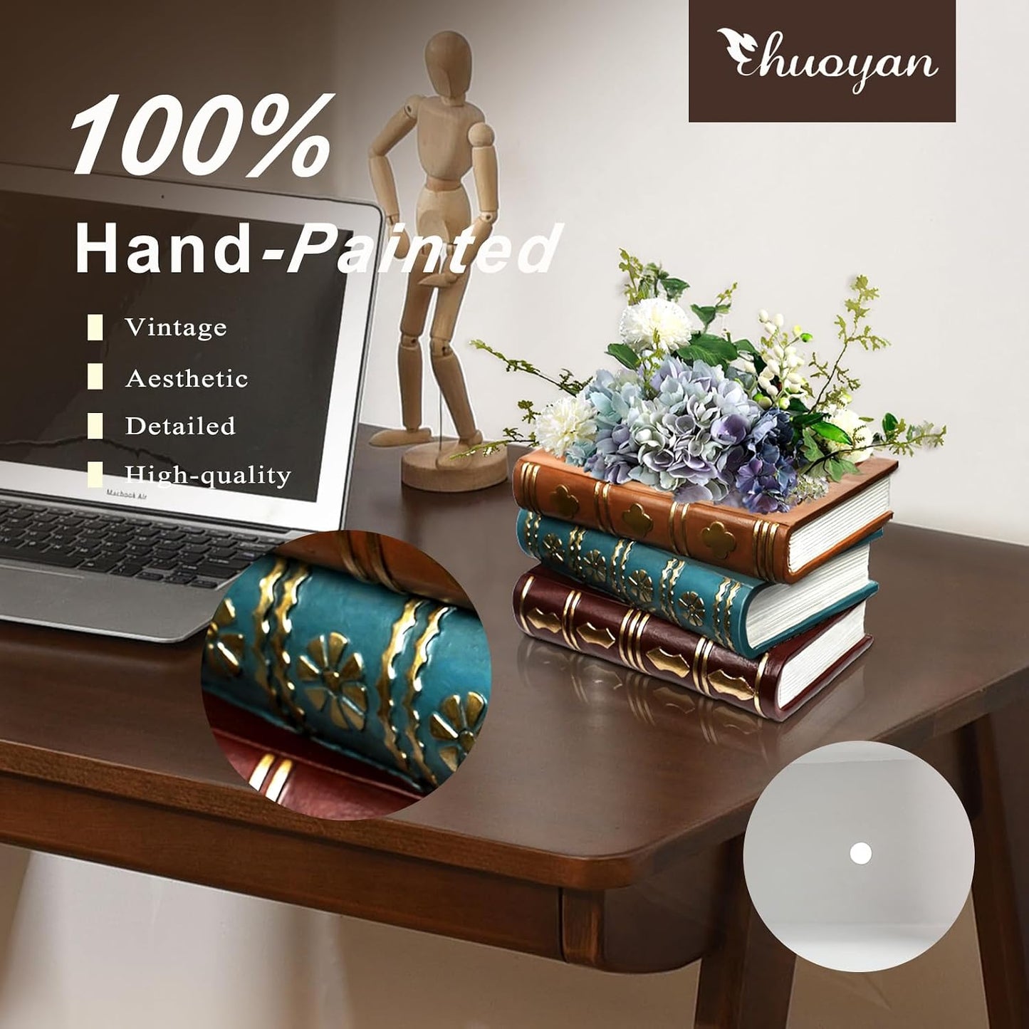 Book Flower Vase Stacked Books Shaped Flower Pot Book Planter Candy Bowl Snack Storage Box / Lighter