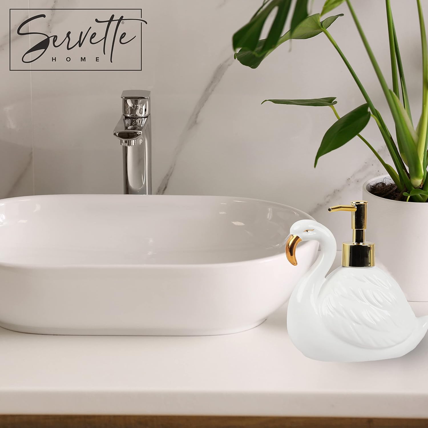 Flamingo Soap Dispenser / White Swan