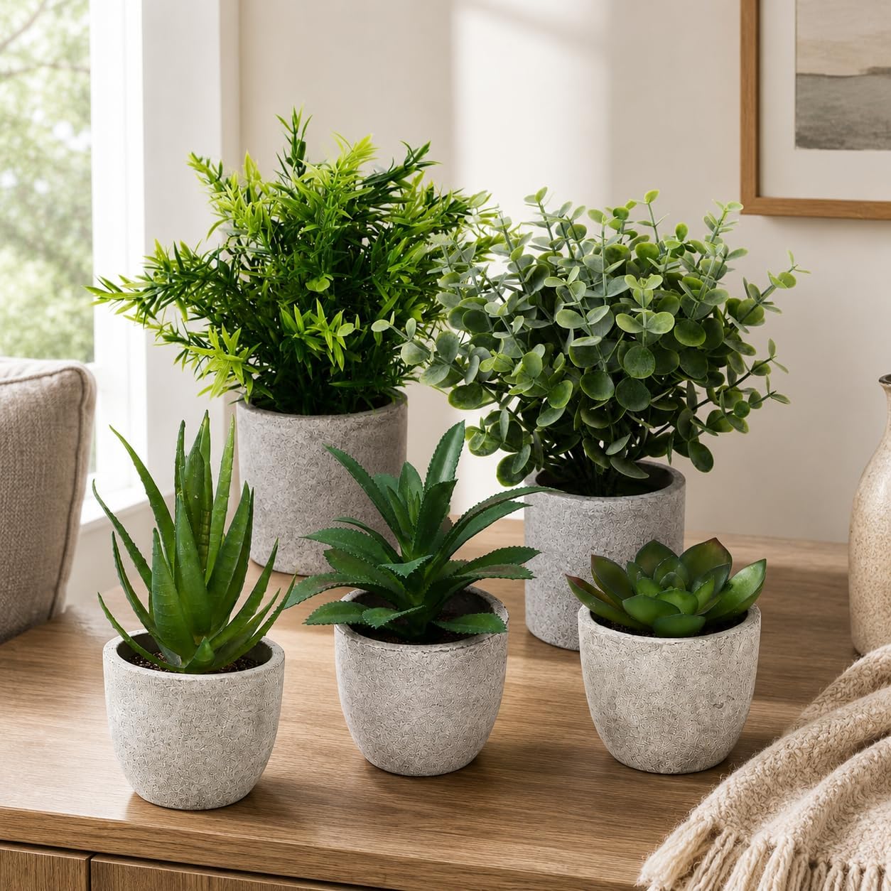 Small Faux Plants / Green / Set of 5