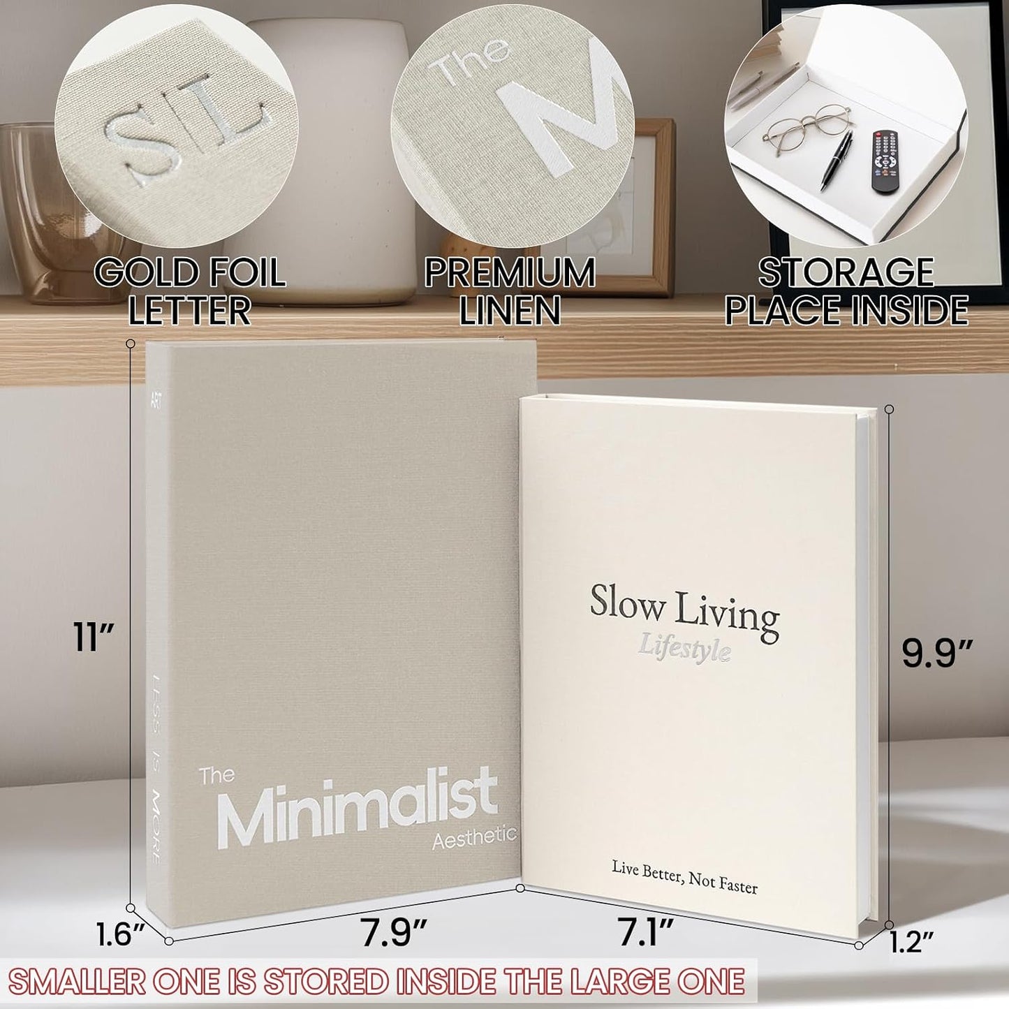 Minimalist Decorative Books / Griege-white / Set of 2