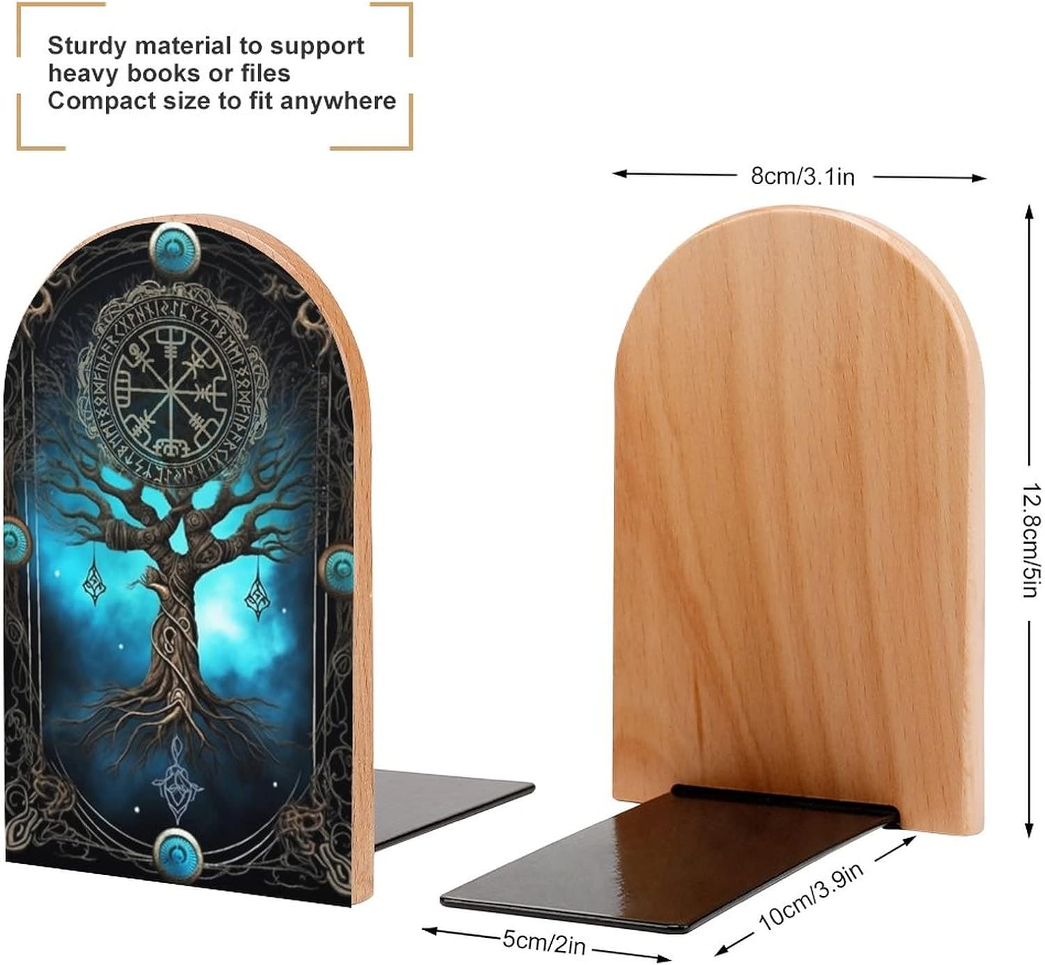 Wood Book Ends / 5 x 3 / Set of 2