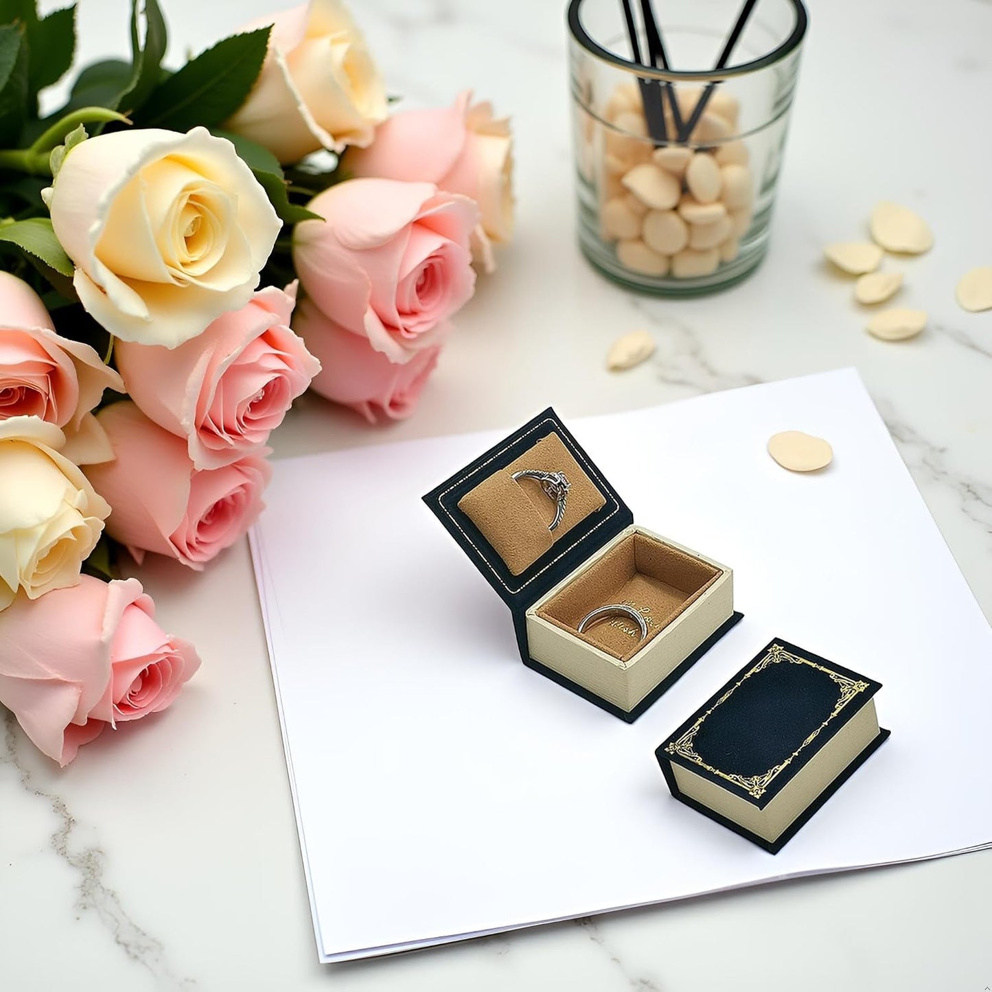 Book Shaped Ring Box / Blue-book
