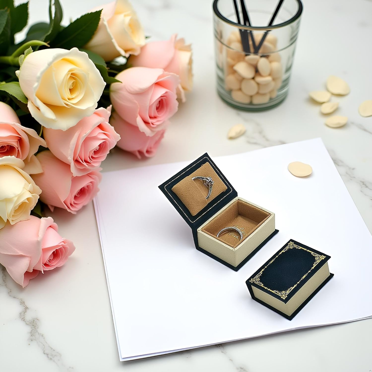 Book Shaped Ring Box / Blue-book