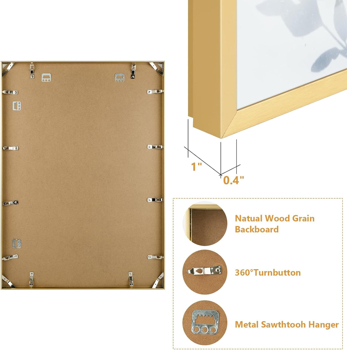 Golden State Art 19.7x27.6 Aluminum Puzzle Frame Acrylic Front Gold | 50x70cm Picture Frame for 1000 Pieces Puzzles
