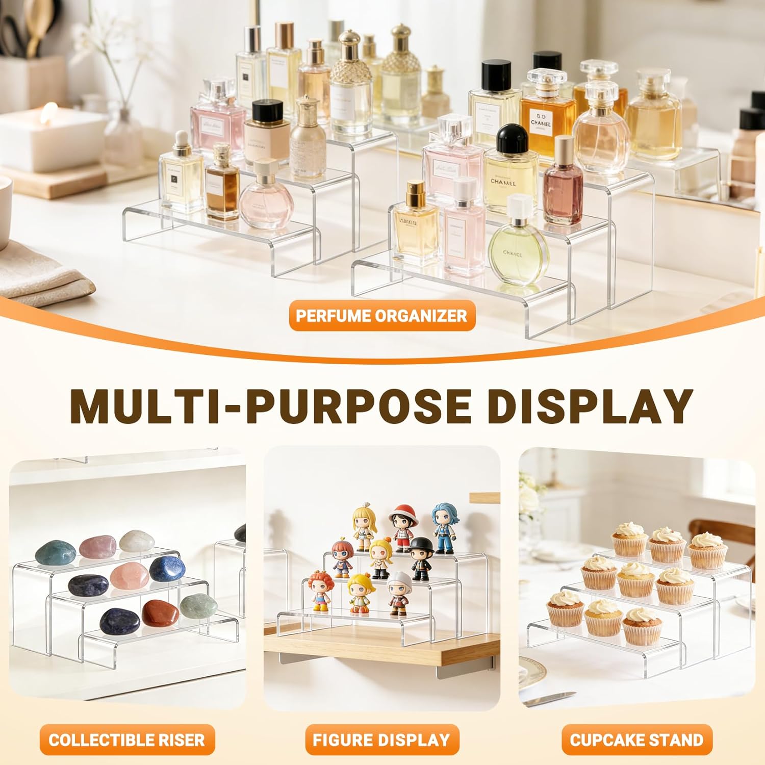 Display Stand Shelf for Figure / Clear / Set of 6