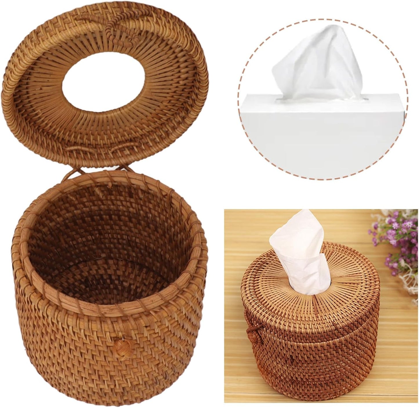 Rattan Tissue Box Cover / Cylinder