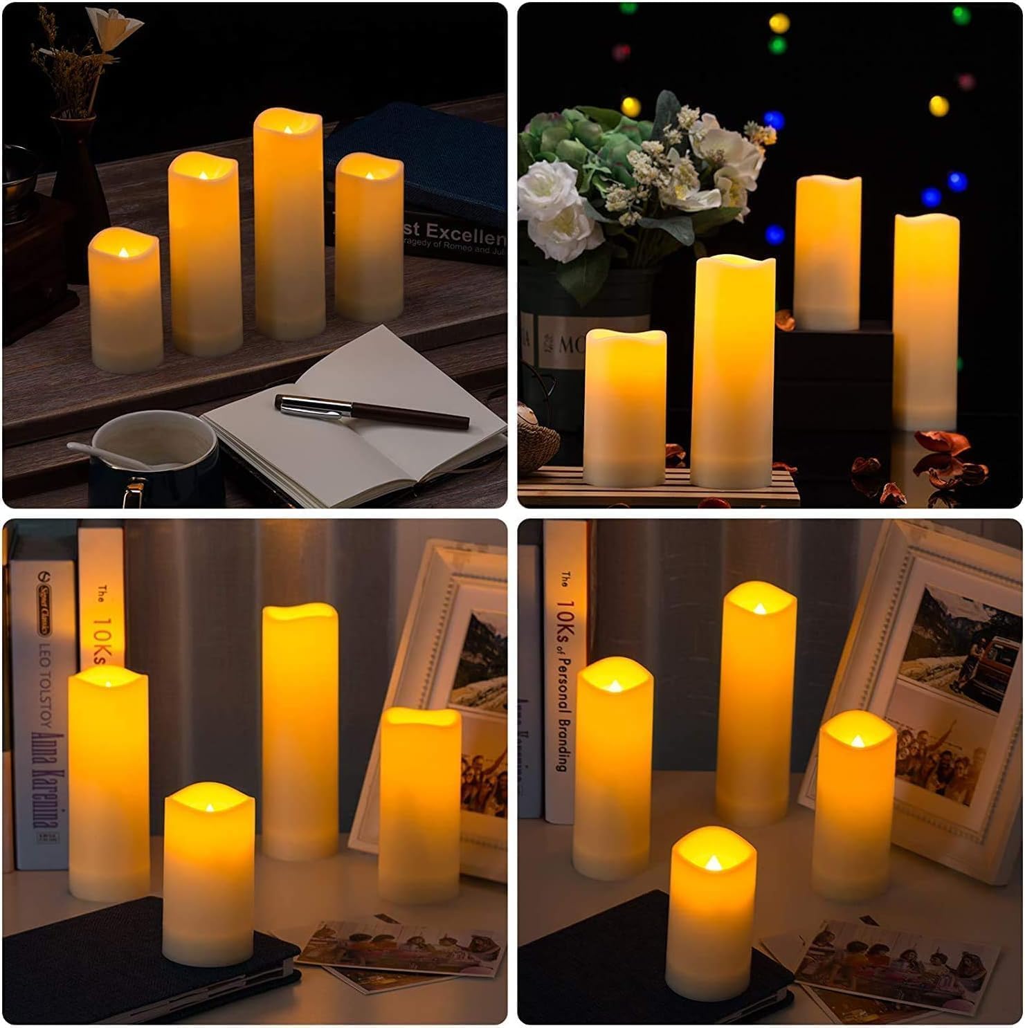Flameless Candles with Remote Control Waterproof Outdoors & Indoors, Battery Candles with Remote Timer, Decorative