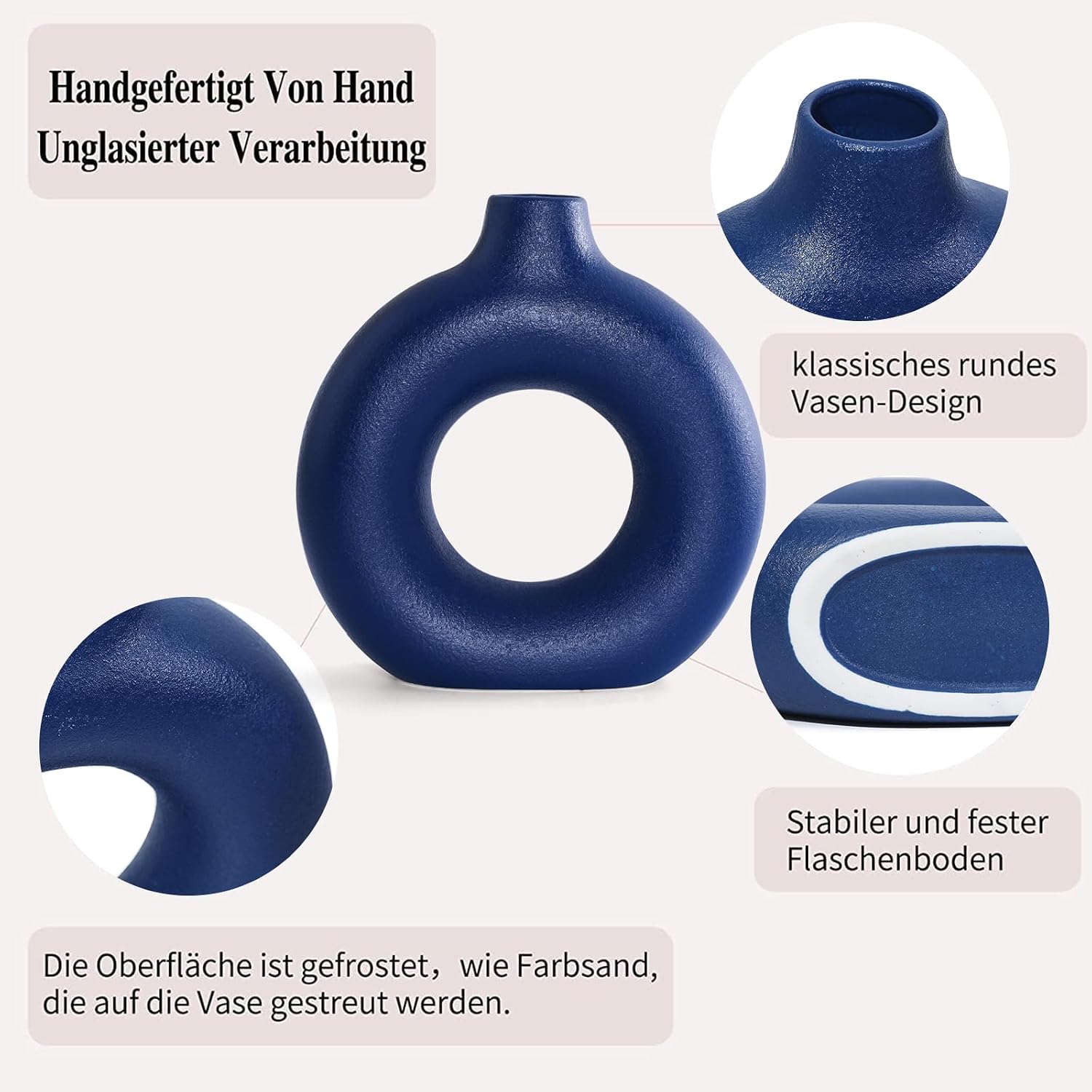 Ceramic Vase / Blue / Donut / Set of 2