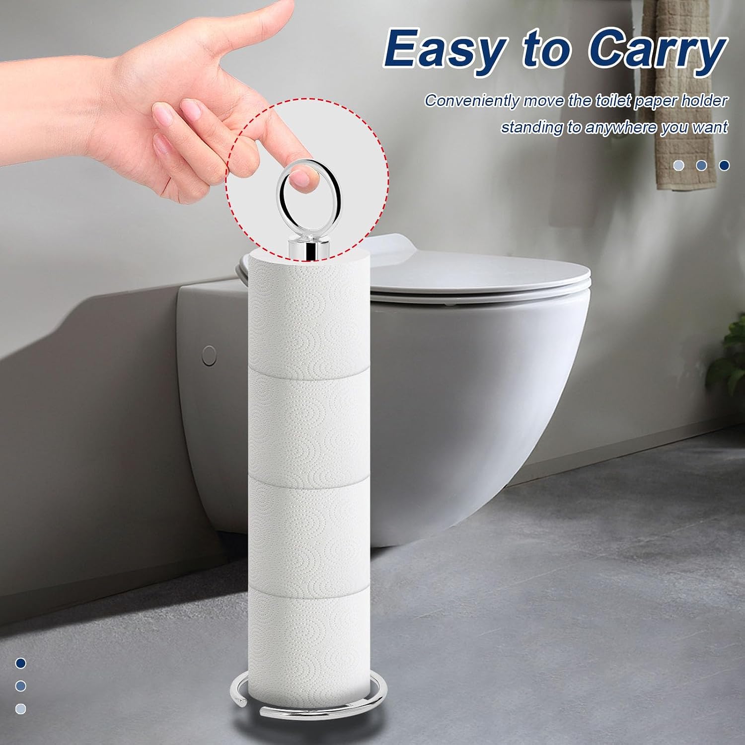 NearMoon Bath Toilet Paper Holder Stand, Freestanding Tissue Paper Storage with Reserve, Space Toilet 4 Rolls Holder
