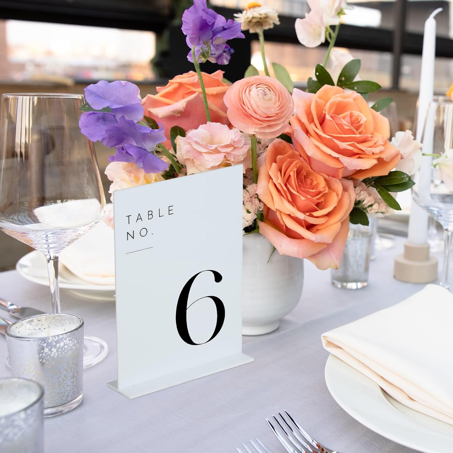 White Wedding Table Numbers 1-20 with Stands, 5"x7" White Acrylic Table Numbers, Perfect for Wedding Reception, Party