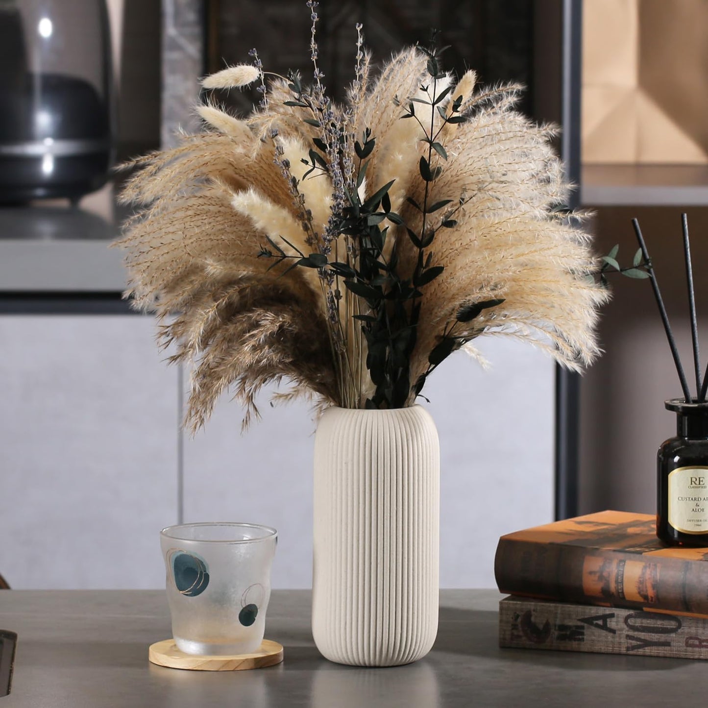 Bohemian Ceramic Vase / Beige / 8in-pill / 8 Inch