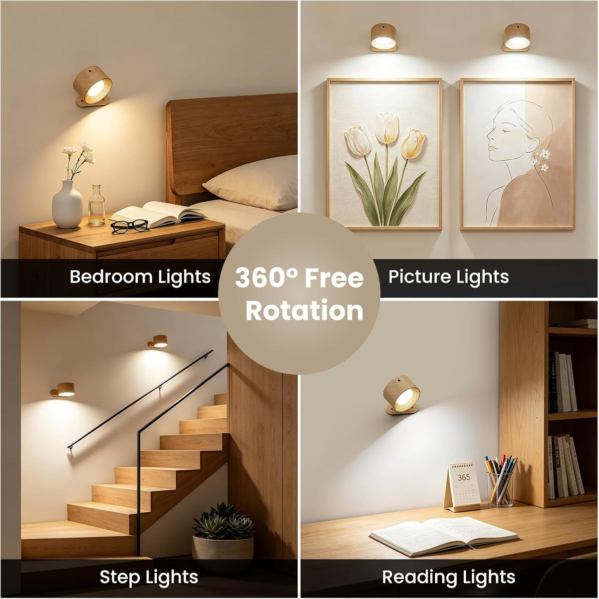 AKSDA 3Pack Battery Operated Wall Sconce, 3 Color Modes 3 Brightness Levels 360°Rotation Lighting Timer Touch & Remote