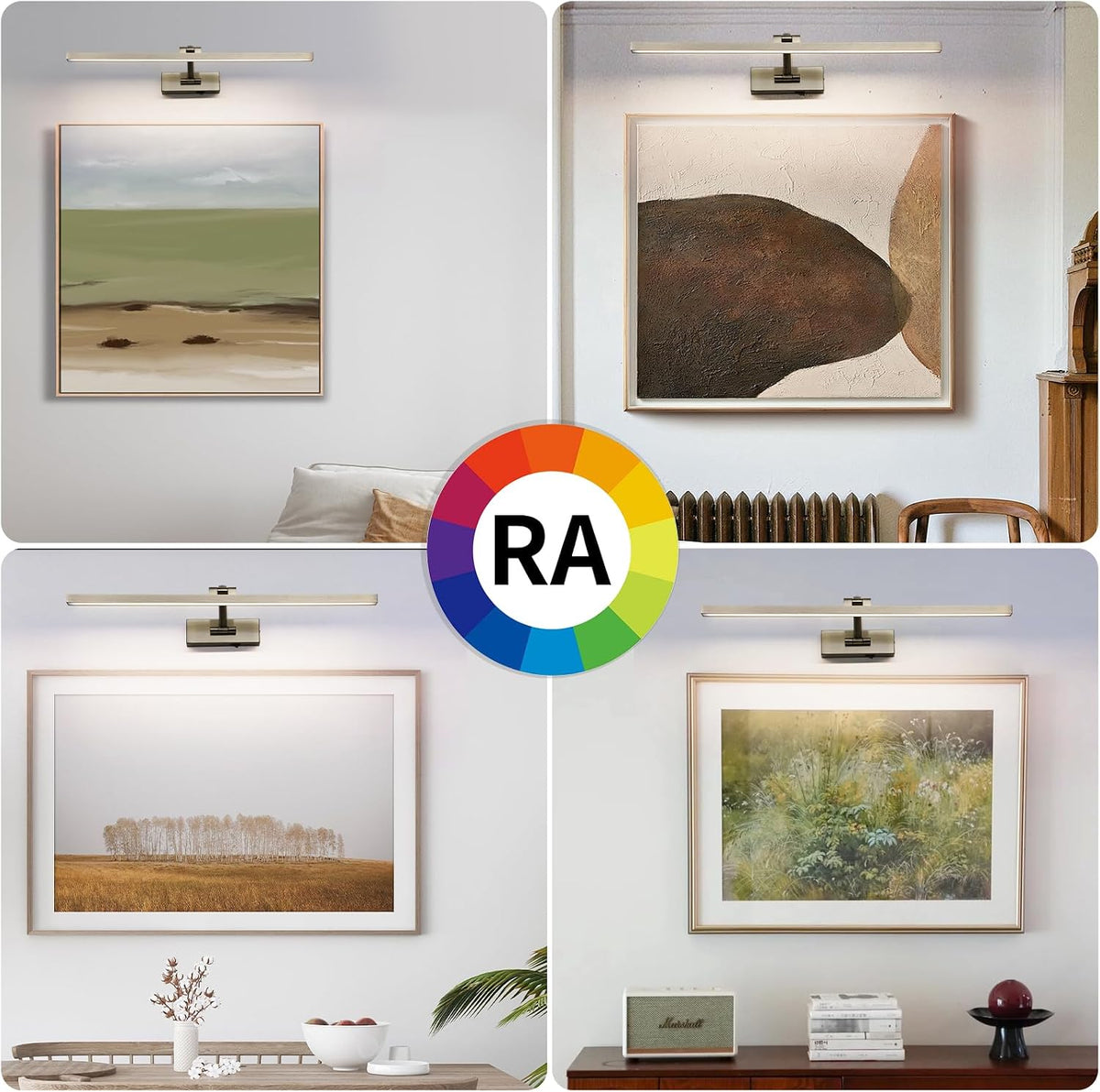 10000mAh Picture Light Battery Operated,23.6In Antique Bronze Wireless Rechargeable Picture Light 3 Colors Dimmable Art