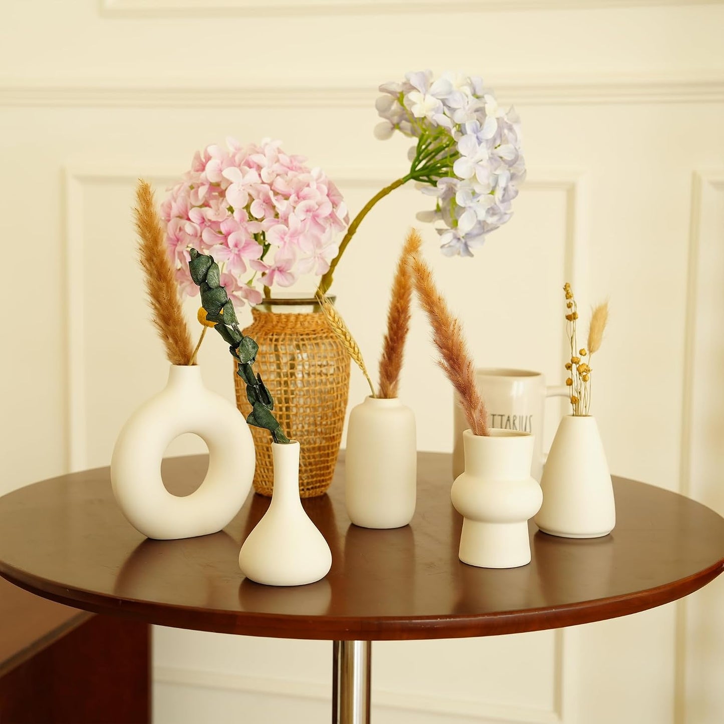 Small Ceramic Vase Ceramic Bud Vases in Bulk Modern Farmhouse Boho VaseS / White / Set of 10