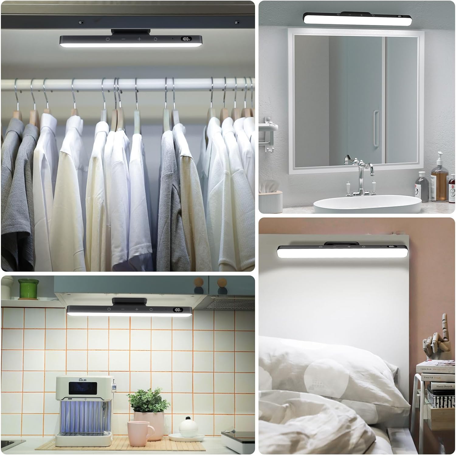 WILLED 3W Rechargeable Light Bar with Romote Control,3 Colors Adjustable Mirror Lights with 120 LED,2000mAh Battery