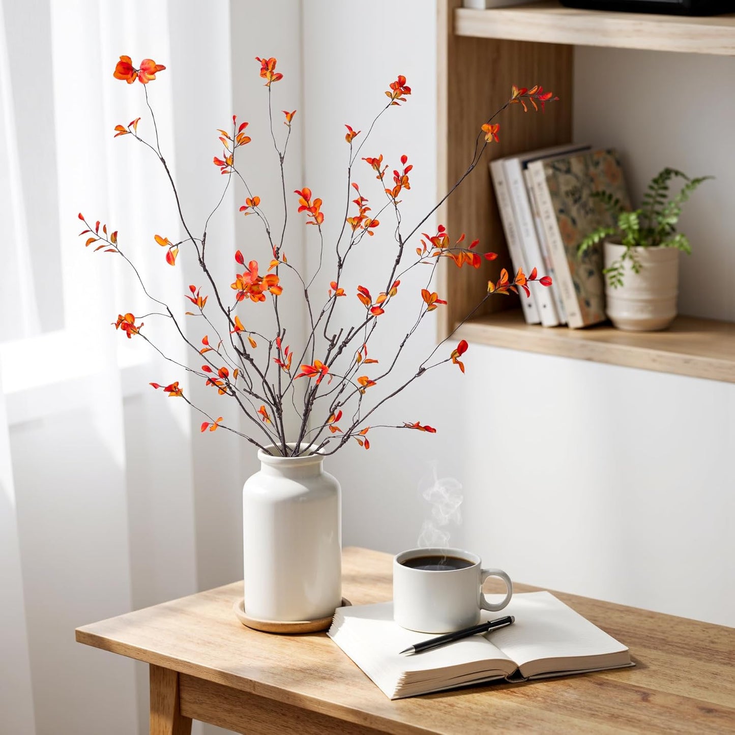 Artificial Ficus Branches 47.2" Artificial Eucalyptus Stems Fake Ficus / 47.2"orange / Set of 4