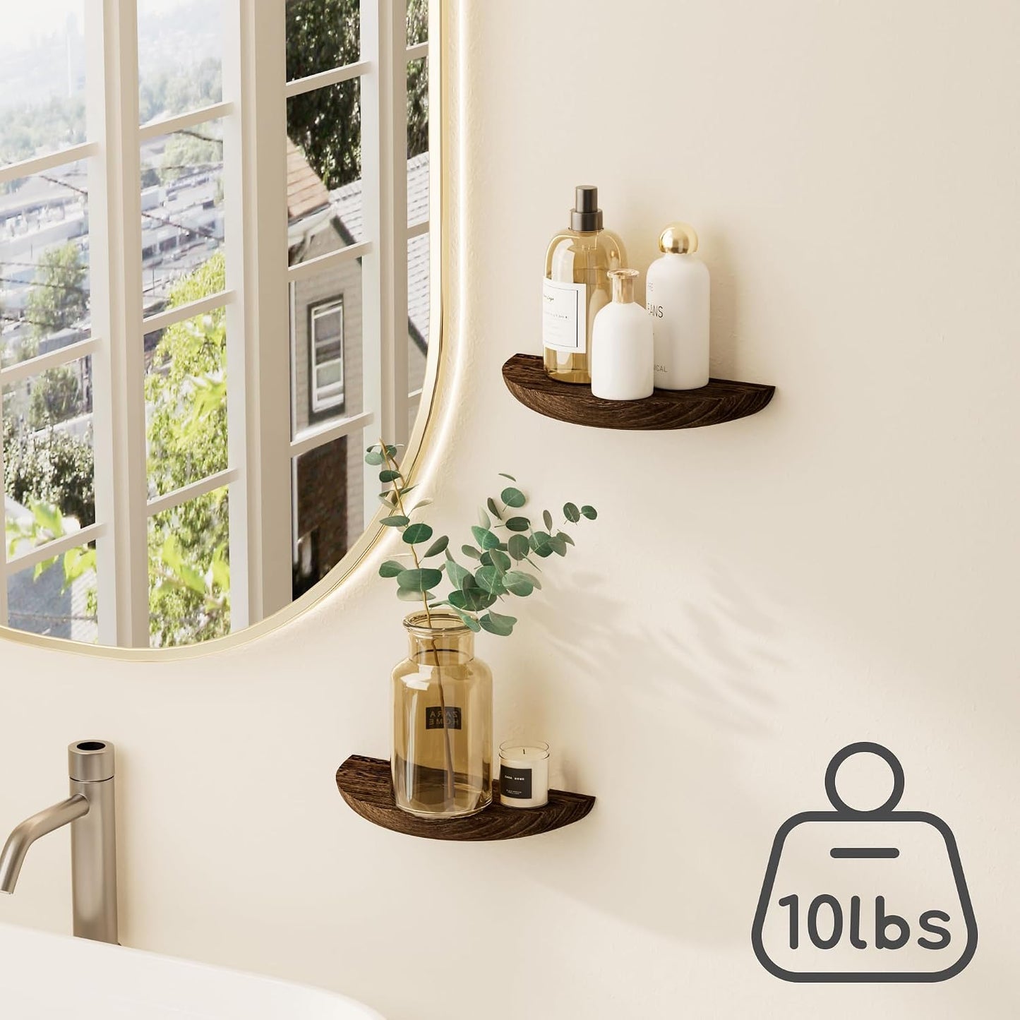 Elegant Floating Shelves / Brown / Screw Mount