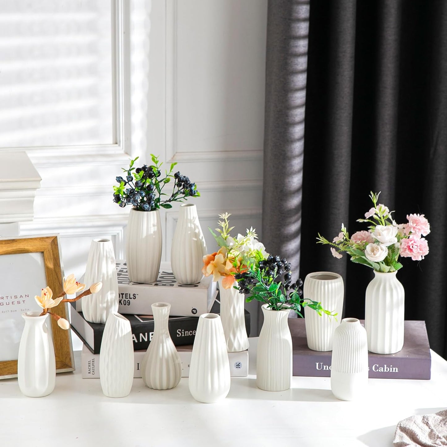 Ceramic Bud Vase / Ceramic Vase Set / White / Set of 12