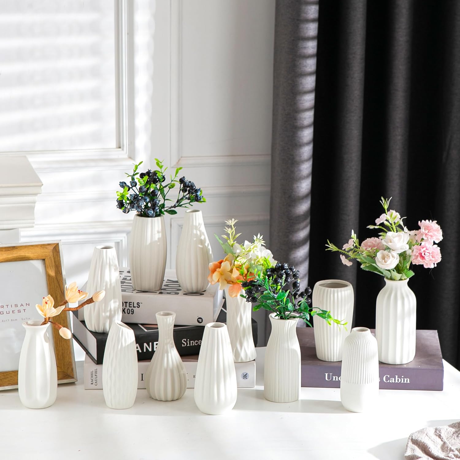 Ceramic Bud Vase / Ceramic Vase Set / White / Set of 12