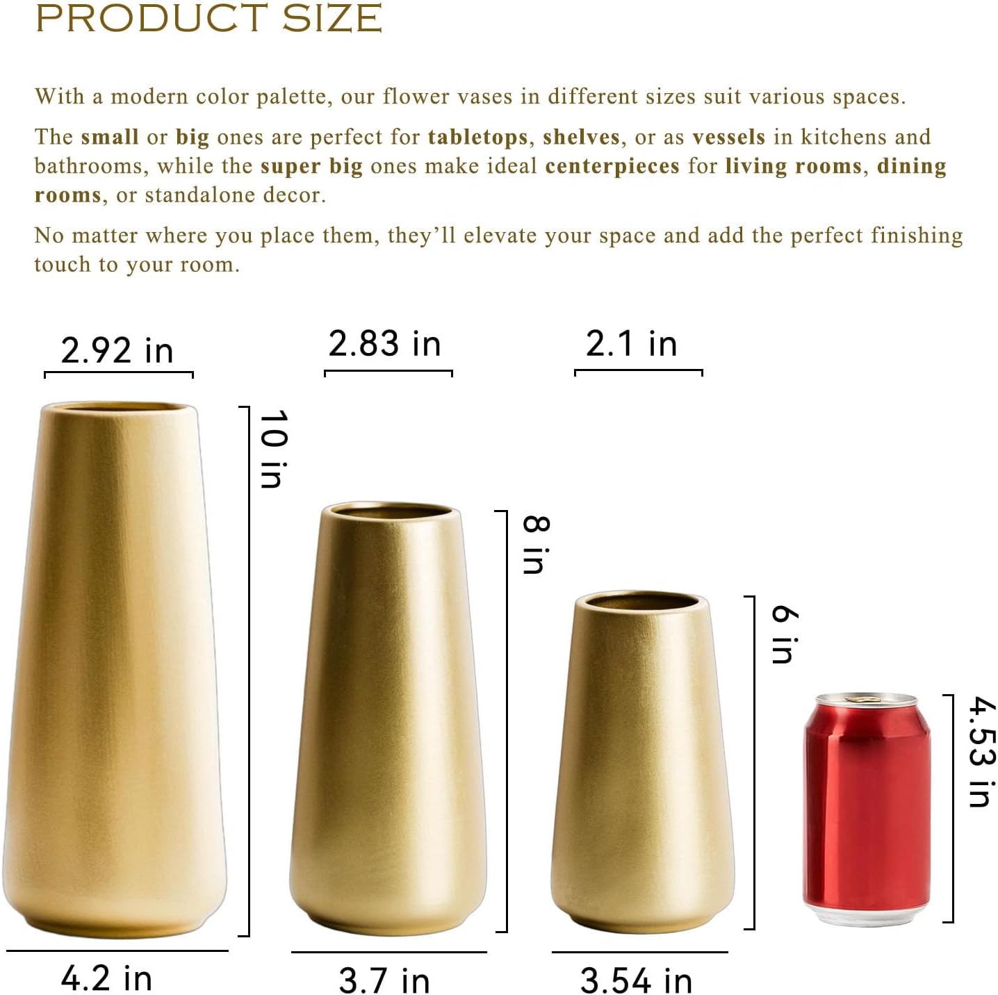 Minimalist Modern Vases / Light Gold / Big