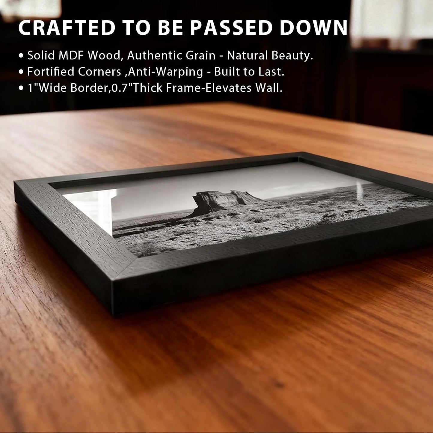 12x16 Picture Frame 4 Pack, Black Solid Wood, Gallery Wall Hanging | Thick & Wide Border, HD Tempered Glass, Vertical
