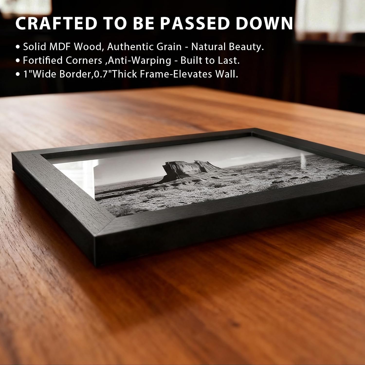 12x16 Picture Frame 4 Pack, Black Solid Wood, Gallery Wall Hanging | Thick & Wide Border, HD Tempered Glass, Vertical
