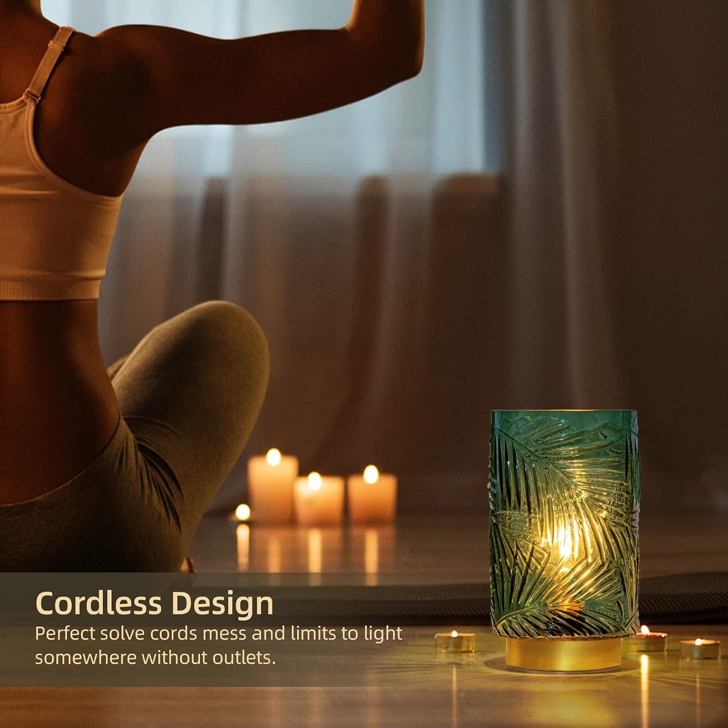 Battery Operated Table Lamp / Green / Small