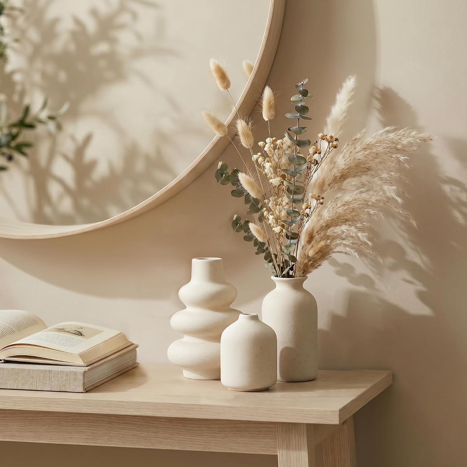 Farmhouse Vases Rustic Vintage Living / 4.8"h-beige White / Set of 6