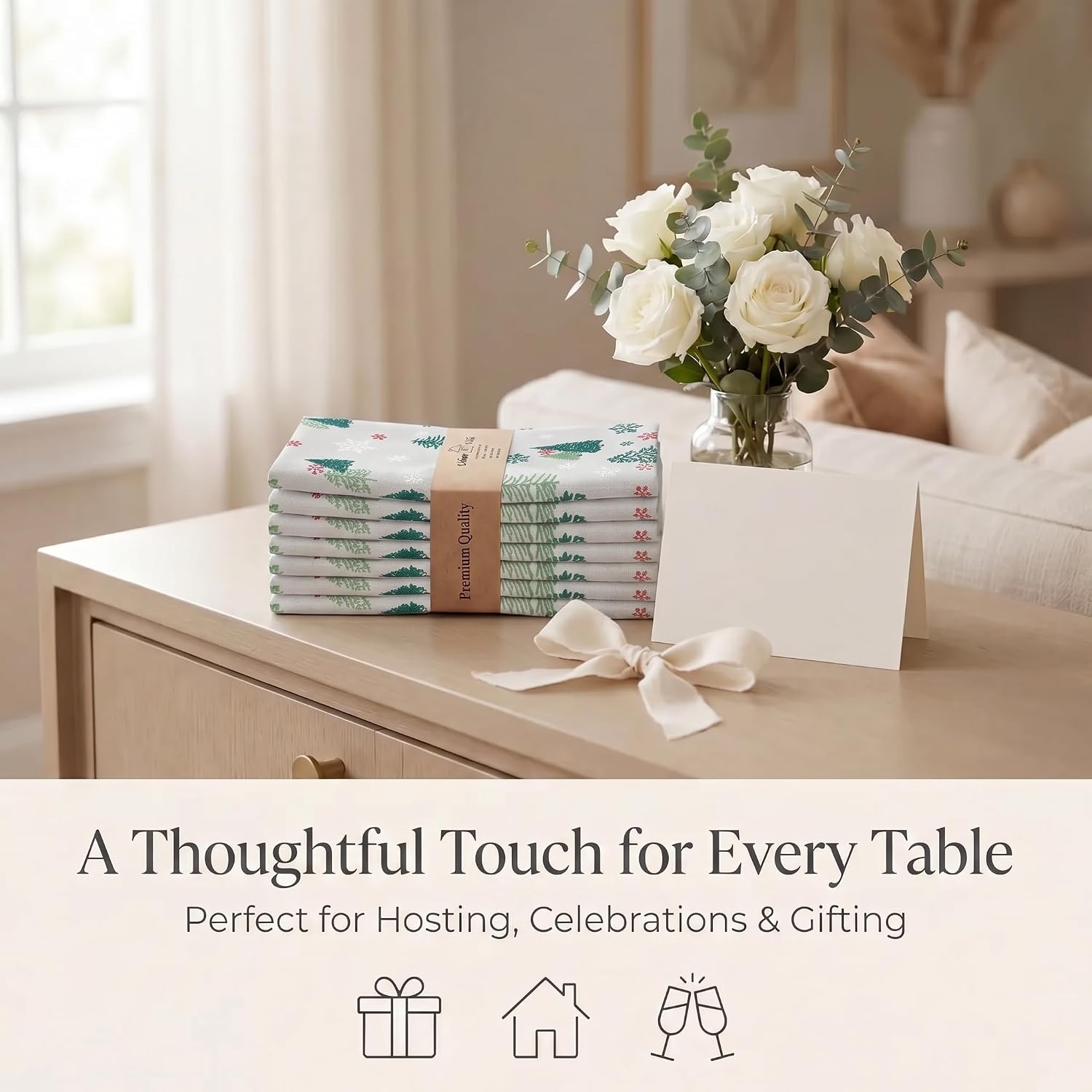 Urban Villa Cloth Napkins Cotton 20x20 (Set of 12) Greentree Print