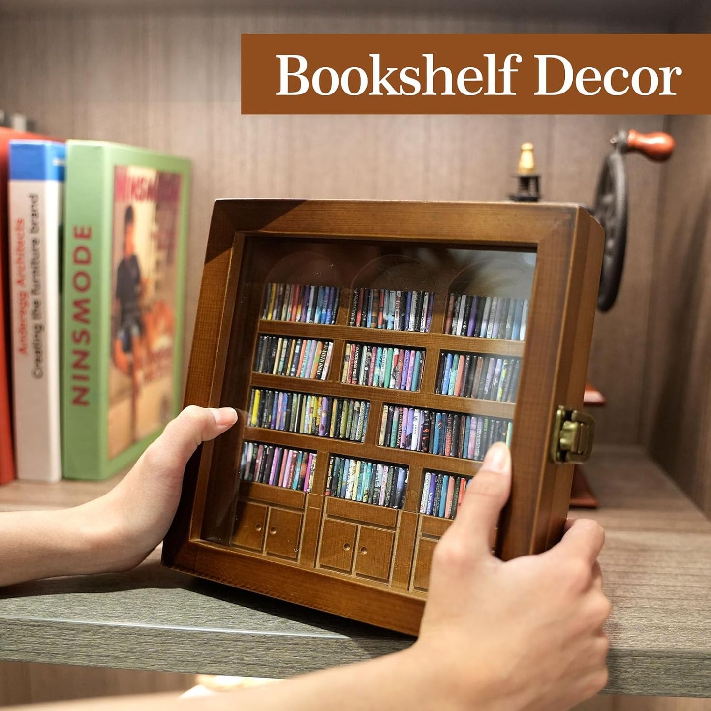 Decorative Miniature Library for Book / Walnut
