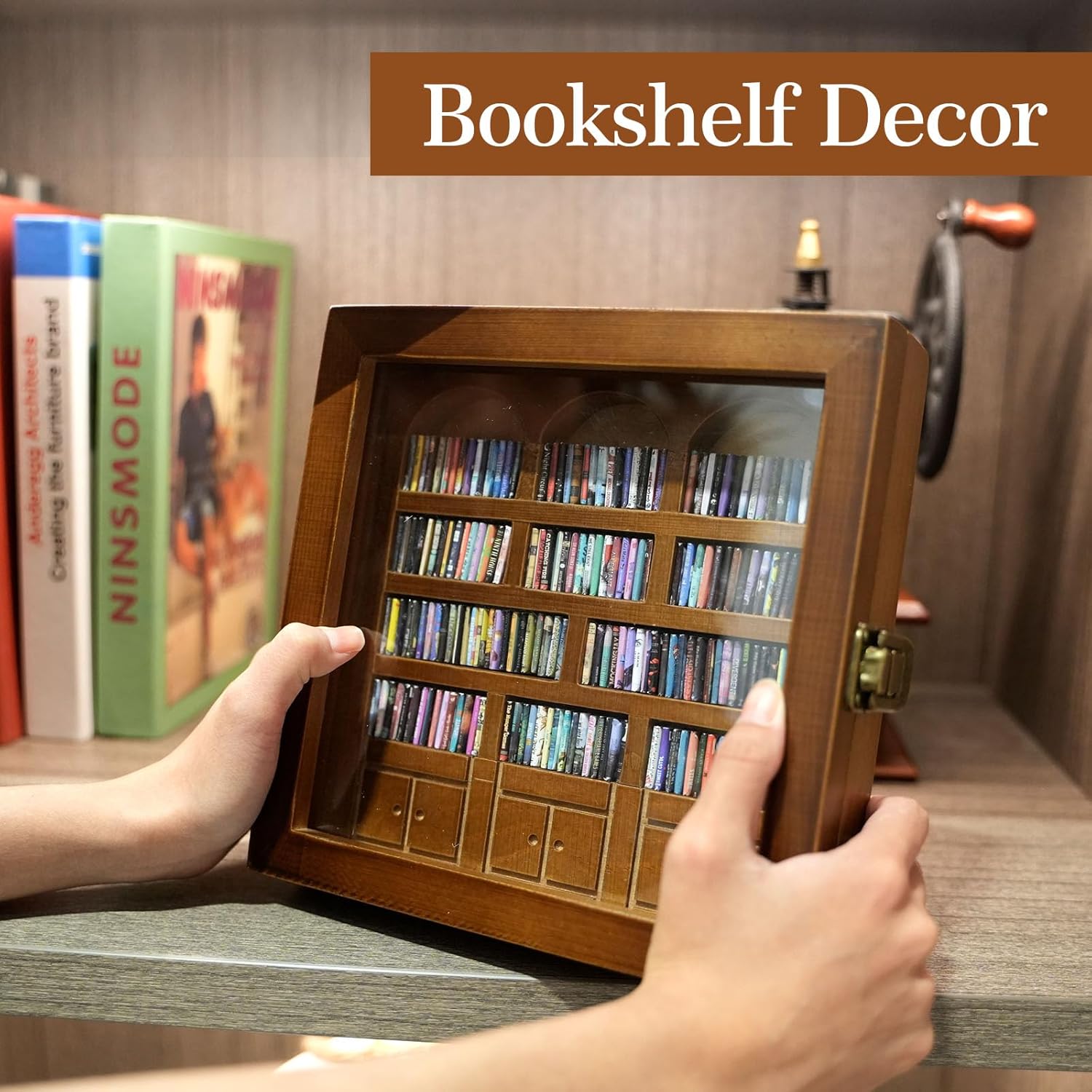 Decorative Miniature Library for Book / Walnut
