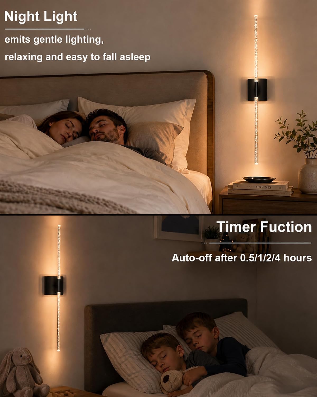 Wall Sconces Set of 2, Rechargeable Wireless Sconce(Bubble Crystal) | Battery Operated Wall Lights With Touch Remote