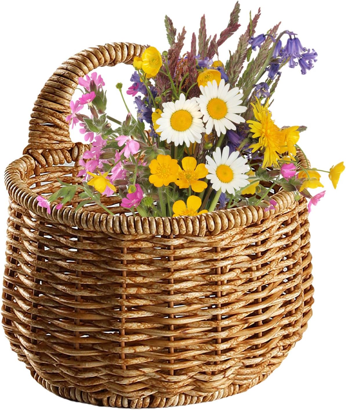 Hanging Wicker Rattan Basket Hand-Woven Wood Storage Basket / A:13*13cm