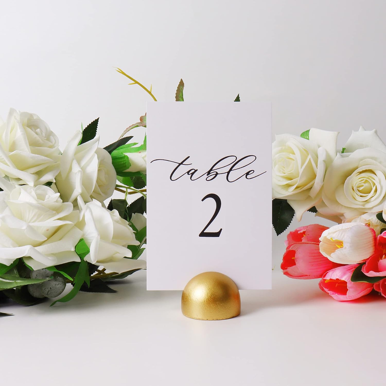 Hanna Roberts Gold Table Number Cards Stands Modern Cursive Table Number for Wedding Reception Anniversary Party