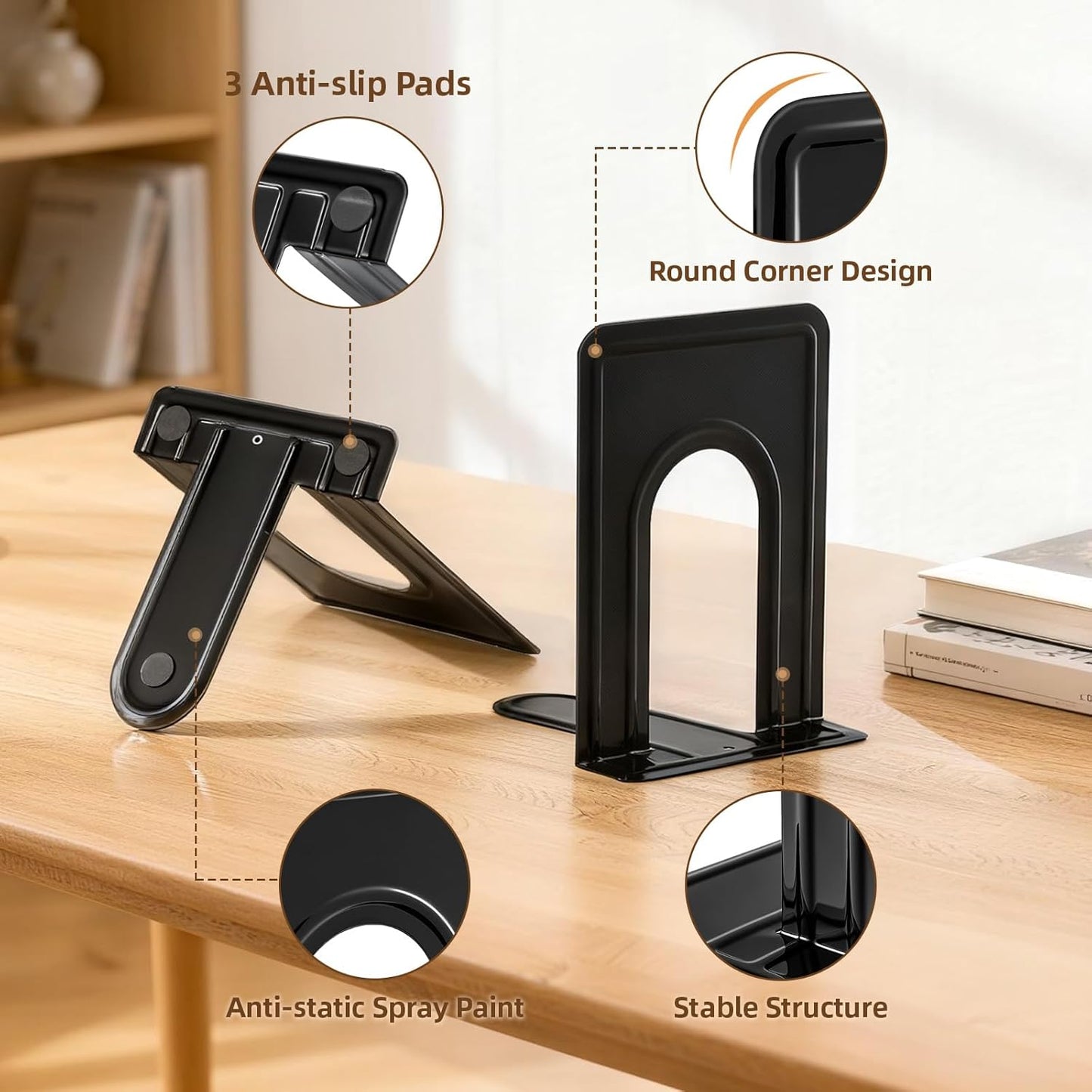 Metal Bookends / Book Ends / Black