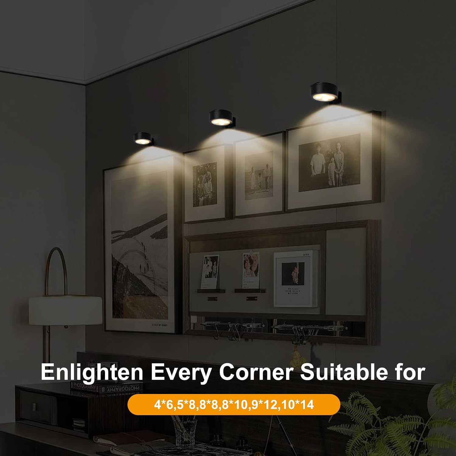 6-Pack Battery Operated Picture Light Magnetic Painting Light with 3 Lighting Modes,Remote and Dimmable Timer Art