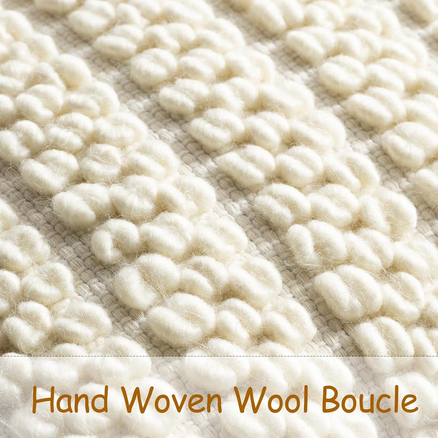 Wool Boucle Throw Pillow Cover Chic Accents Square Textured Decorative Pillow Case / Beige / 18 x 18
