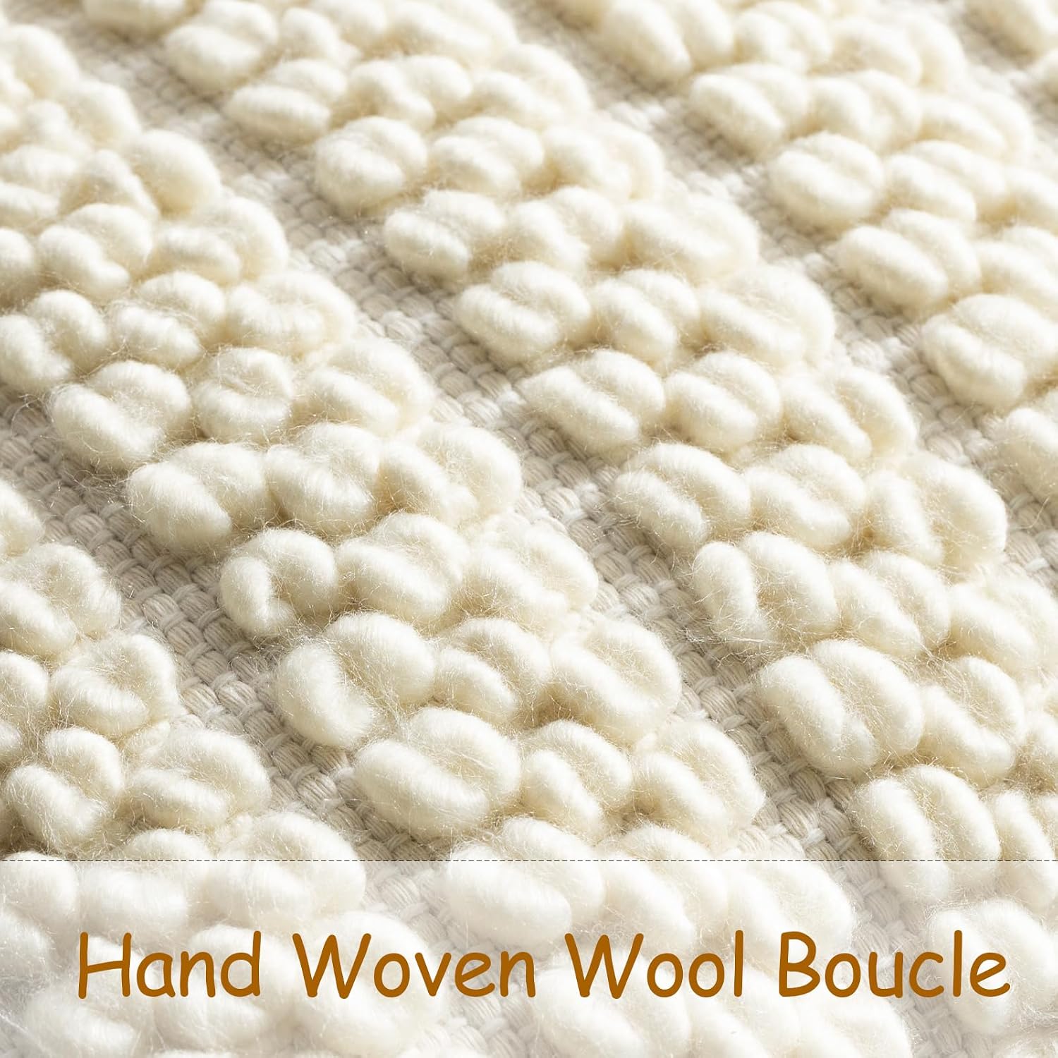 Wool Boucle Throw Pillow Cover Chic Accents Square Textured Decorative Pillow Case / Beige / 18 x 18