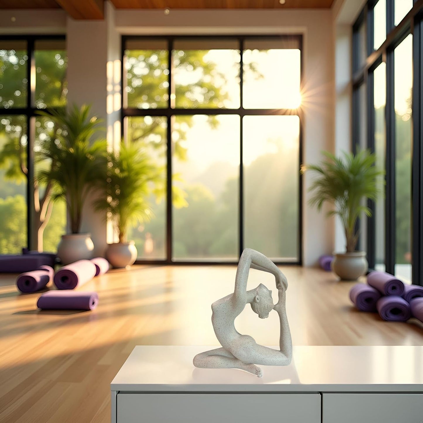 Modern Abstract Yoga Statue / Grayish White