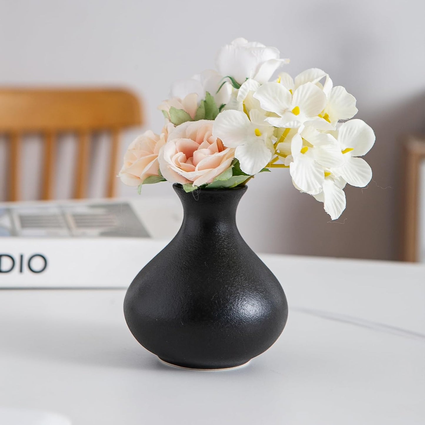 Black Ceramic Bud Vase / Small Black Vase / Set of 5