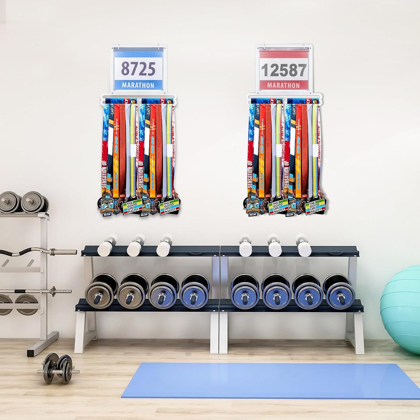 Race Medal and Bib Display Medal Hanger Running Bib Holder Wall Mounted Hanging Rack Stands Gifts for Runners