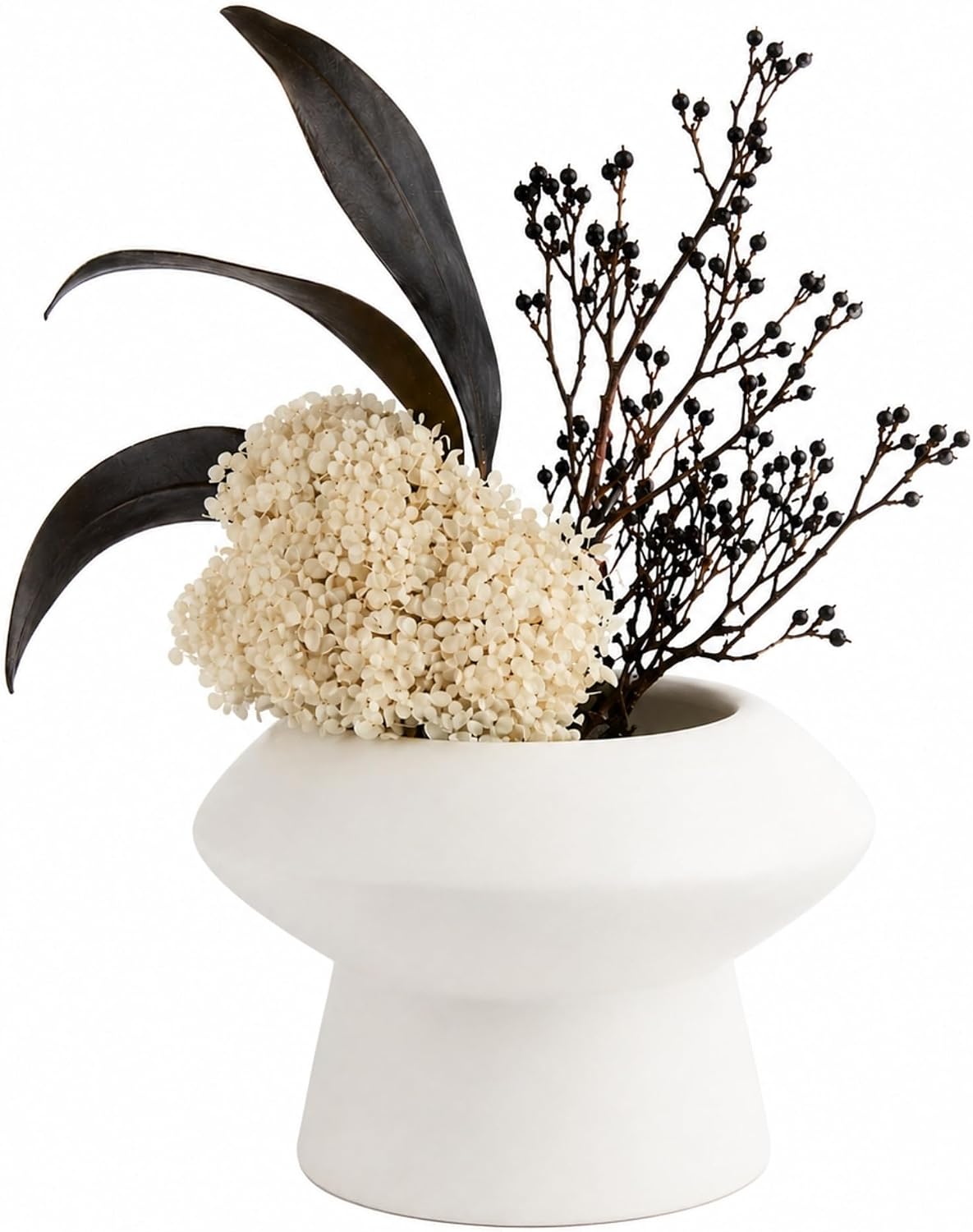 Ceramic Flower Vase 1 Count Modern Decorative Centerpiece / White / Mushroom, 5 3/4 / 5.8 x 5.8 x 4