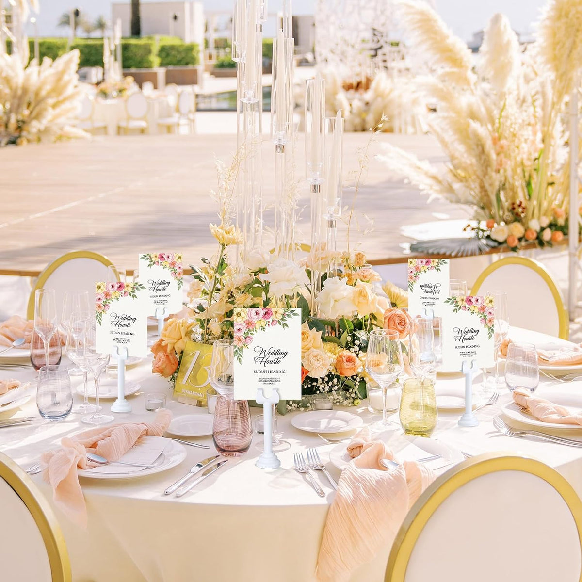 24 Pcs White Metal Table Number Holders 3.15 Inch Wedding Place Card Holders Bulk Harp Clip Table Sign Stands Card