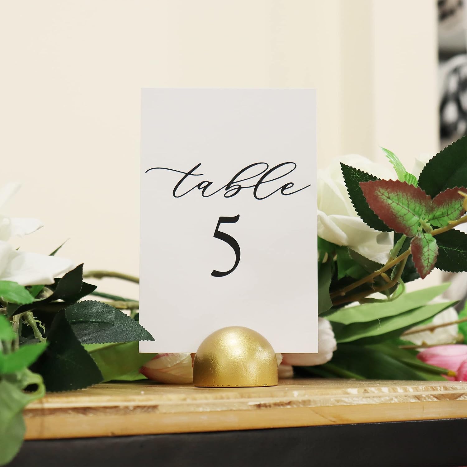 Hanna Roberts Gold Table Number Cards Stands Modern Cursive Table Number for Wedding Reception Anniversary Party
