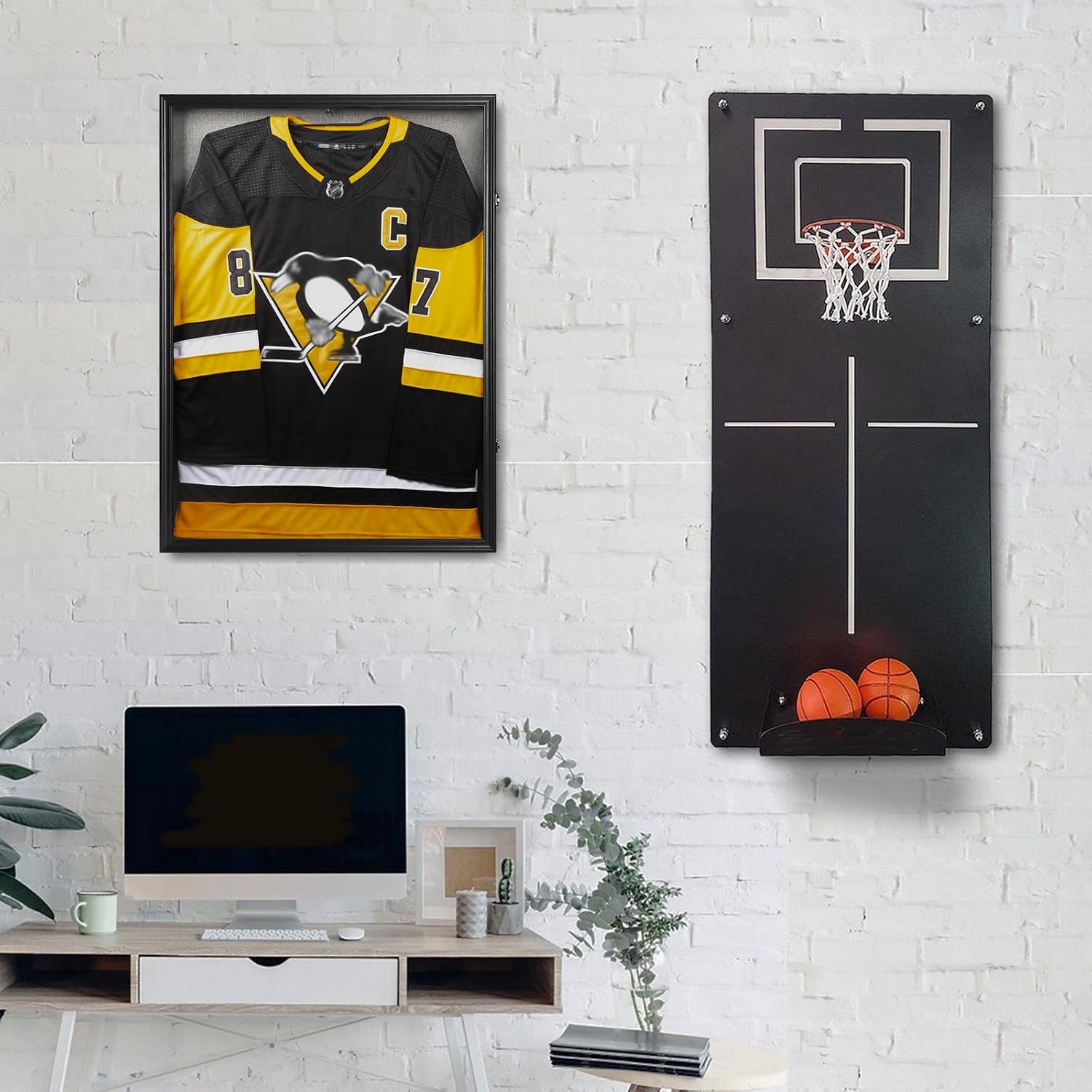 Large Jersey Frame Display Case, 26x37 Lockable Shadow Box Sports Jersey Frame with UV Protection Acrylic and Metal