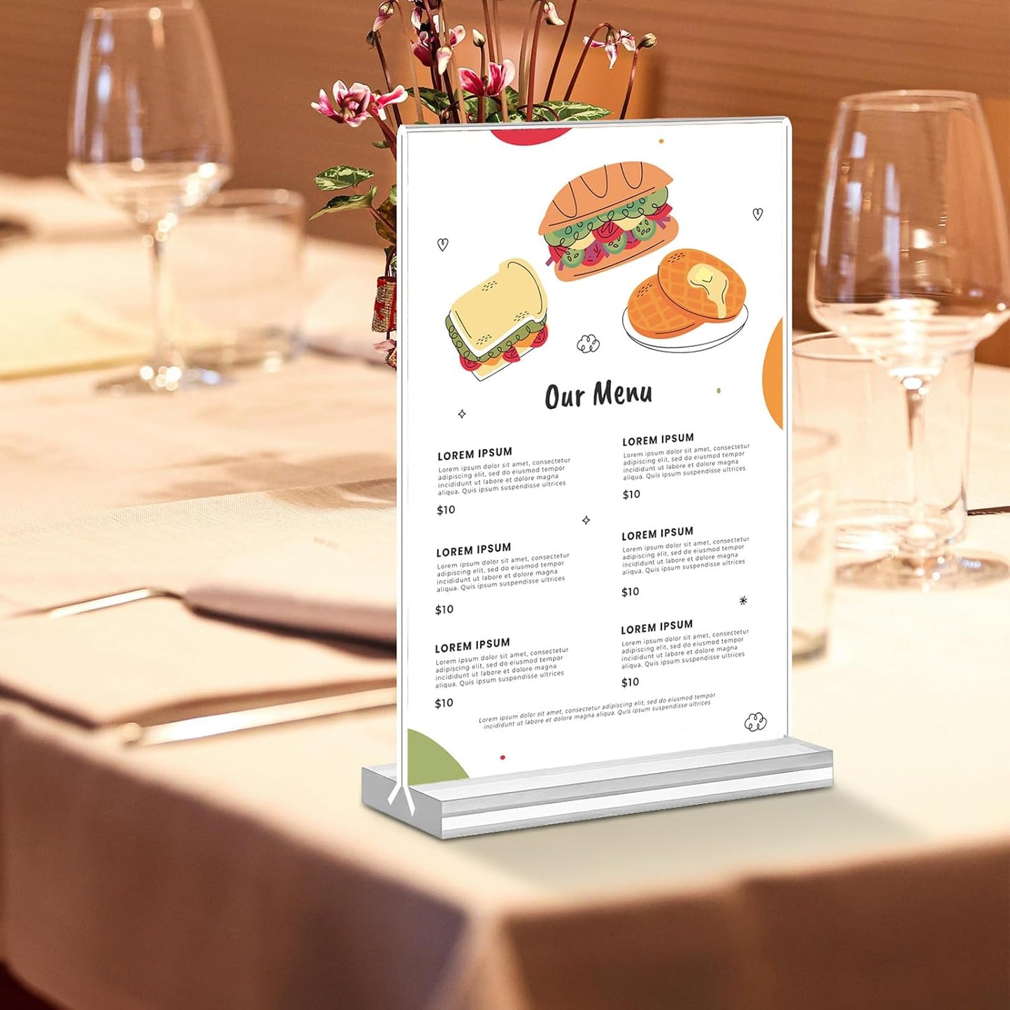 Acrylic Sign Holder / 4 x 6 / Vertical / Clear / Set of 15