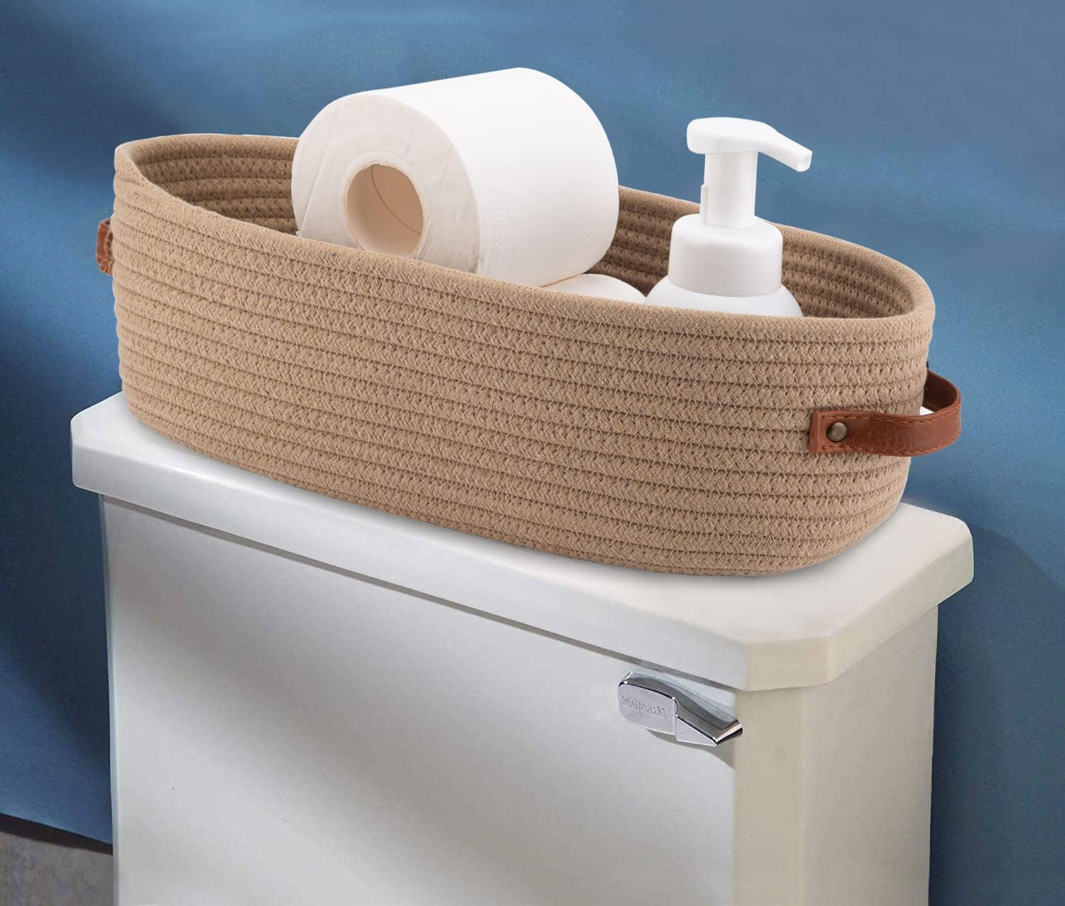Storage Basket Boho Decor Baskets for Organizing Woven Decorative Basket for Countertop / Khaki