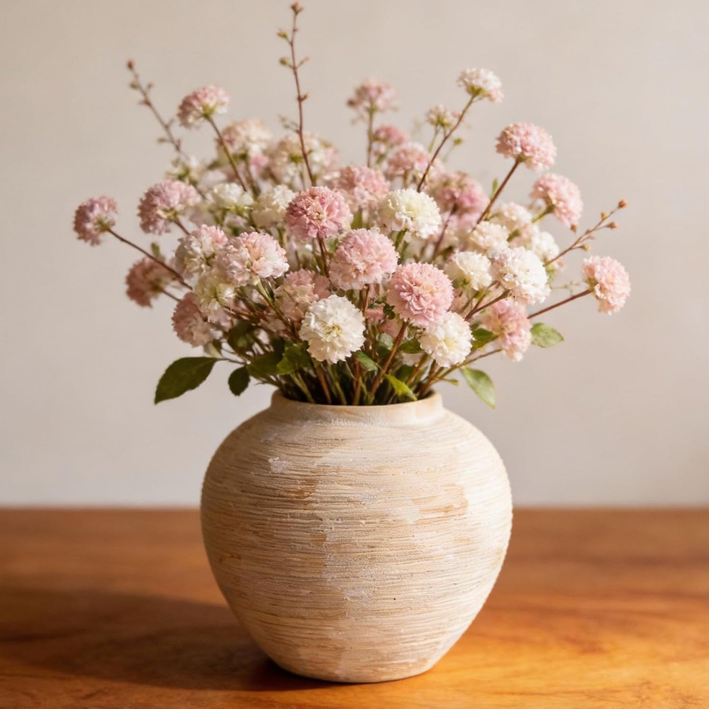 Large Rustic Ribbed Vase Home Decor / 01 - Large Rustic Ribbed Beige / 8.8 Inch